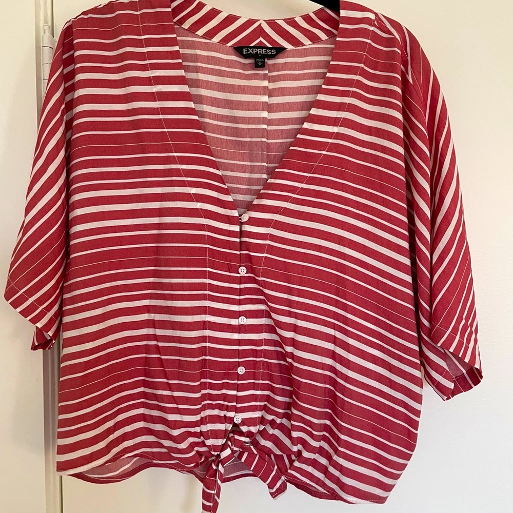 EXPRESS | Crop Tie Striped Blouse Size Small
